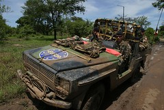 EUFOR vehicle patrolling around Sam Ouandja