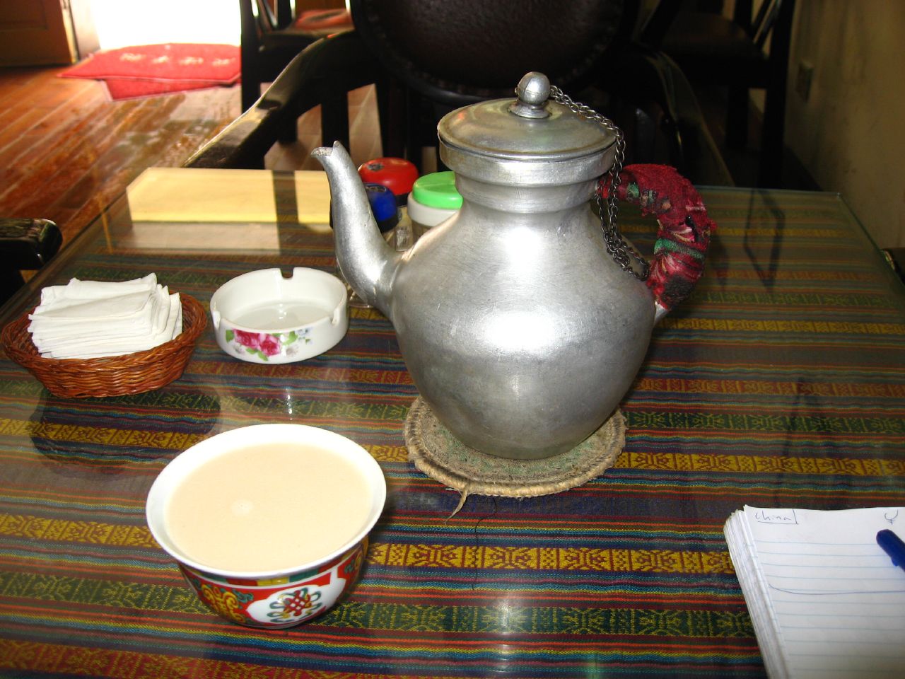 A pitcher of thick, salty Tibetan butter tea was way more than I could handle. 