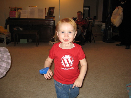 Rachel in WordPress shirt