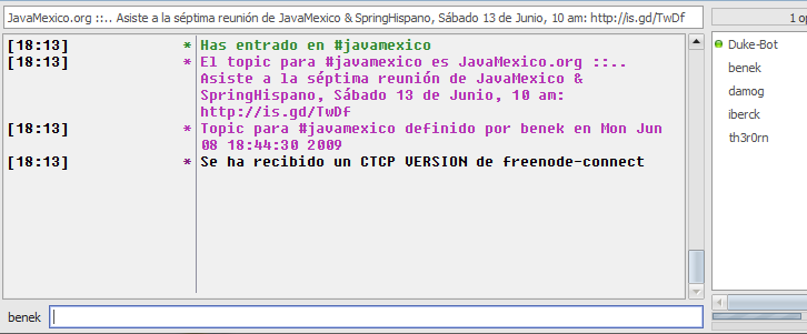 Irc Java App La comunidad en el IRC | Java México