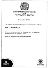 ColaLife Ltd Certificate of Incorporation