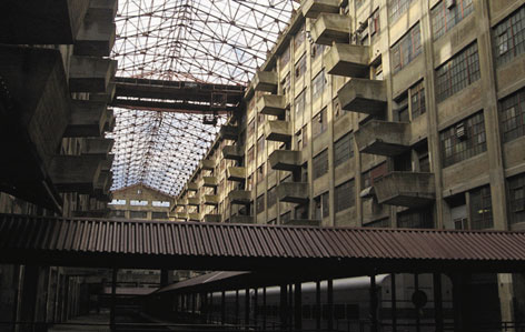 The inside of the terminal, which is largely vacant today, though the city is trying to fill it with new industrial uses.