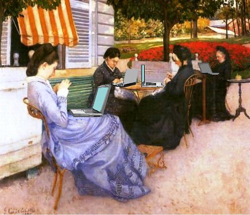 Women of WiFi, after Caillebotte