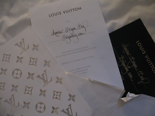 photo of Louis Vuitton Spring Summer 2010 womenswear fashion show invitation