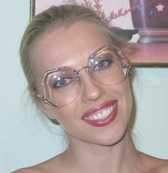 Lana - a very sexy girl with glasses wearing rimless drop temples