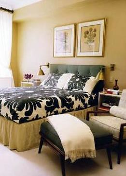 Black + white + taupe bedroom: Modern large-scale floral duvet