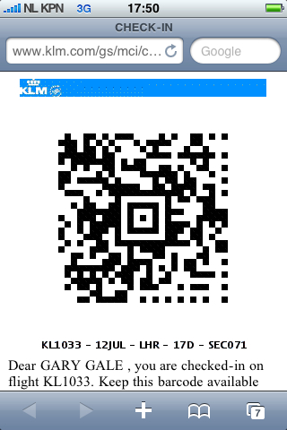 KLM Mobile Boarding Pass