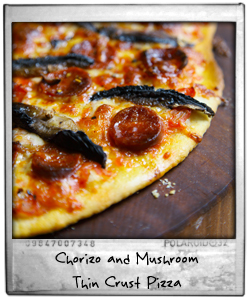 Chorizo and Mushroom Thin Crust Pizza