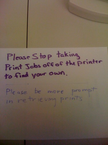Passiveaggressivenotes.com: the joys of shared printers