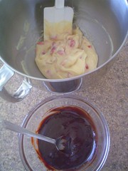 crema pastelera y salsa de chocolate
