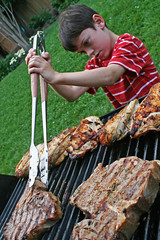 boy and bbq