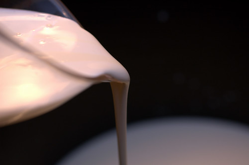cream, being poured