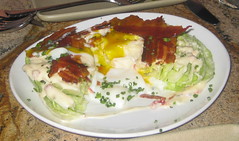 Picco in Larkspur, CA - “slice of ice” iceberg lettuce, crisp house cured pancetta, creamy tomato-herb dressing, soft cooked egg