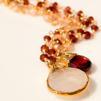 Moonstone & Garnet Double Strand Handmade Necklace