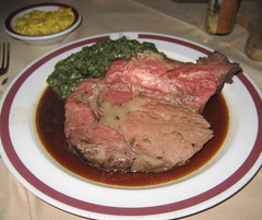House of Prime Rib in San Francisco - King Henry Cut with cream spinach and corn
