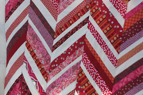 red quilt top - in progress