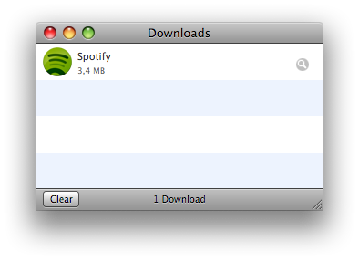 Screenshot of the Downloads window in Safari