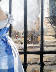 Édouard Manet's The Railway, oil on canvas, 1872-73 with detail of rails