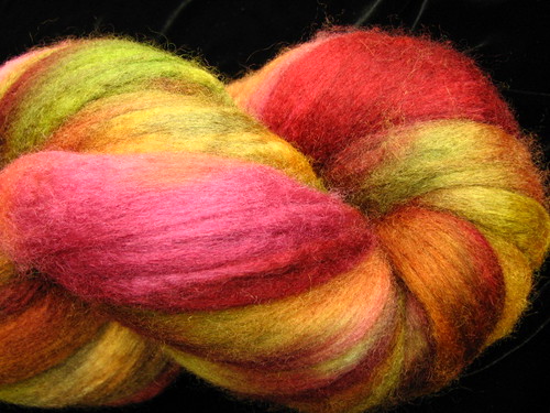 Autumn Rose Hand Dyed BFL Wool Top Roving