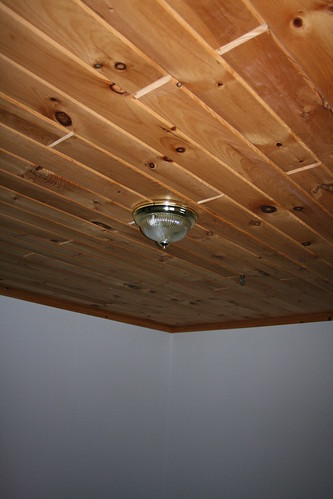 Renovated room ceiling and light fixture