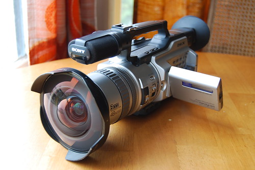 Sony VX2000 video camera with Century Wide Angle Death Lense