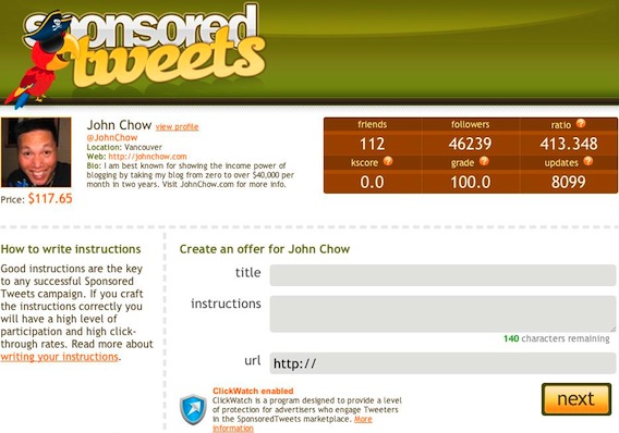 Sponsored Tweets Profile