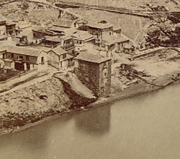 Torre del Hierro de Toledo hacia 1860. Detalle de una fotografía estereoscópica