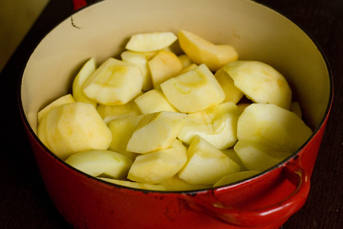 peeled, cored apples