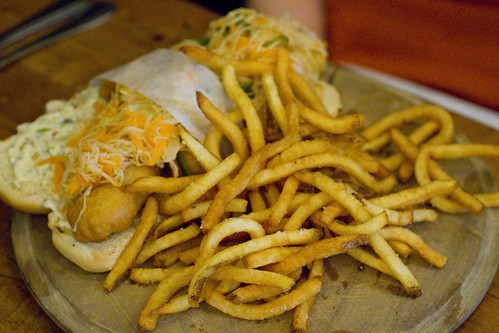 Fish Po' Boy with fries
