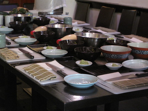 The set-up for the sushi class