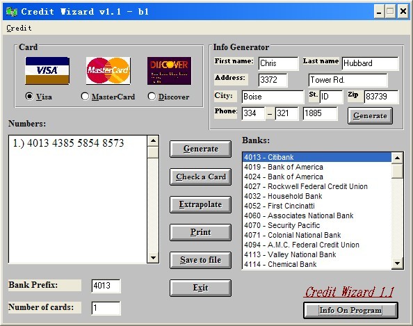 信用卡生成器+美国地址生成器