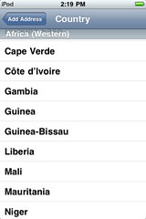 ipod touch country list bug: Ghana must go