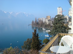 Vista da varanda do hotel em Montreux