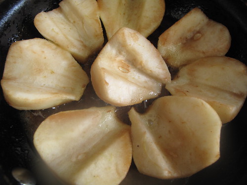 Pears on brown caramel