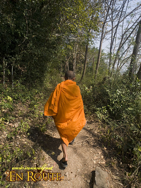 Ban Xieng Maen Young Monk guiding me on the trail