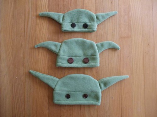 three Yoda hats - baby, little toddler, big toddler