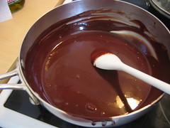 Melting chocolate and boiling water