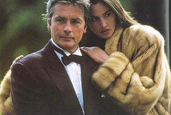 Monica Bellucci in a sable coat with Alain Delon for Annabella Furs