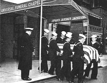 Exterior of Universal Funeral Chapel, New York City, 1962 Funeral for Admiral Conolly