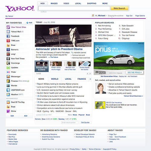 Yahoo New Homepage 2009