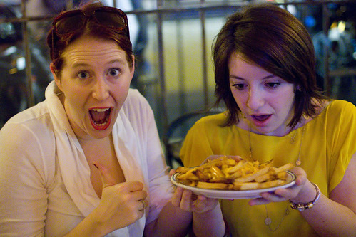 Tracy and Claire with fries
