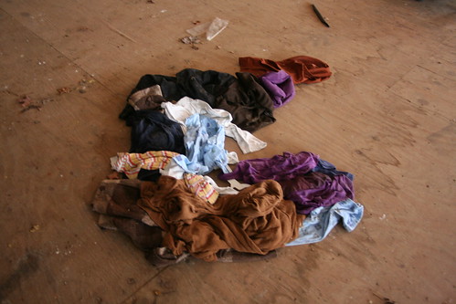 Pile of clothes in the main lobby