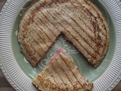 Ham and cheese pancake quesadillas