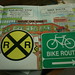 Railroad 'stop' and bike route signs