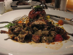 Gary Danko in San Francisco - Quail Stuffed with Foie Gras, Mushrooms and Quinoa, Fregola and Black Olive-Pine Nut Gremolata