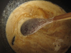 Carnation milk in sugar-egg mix