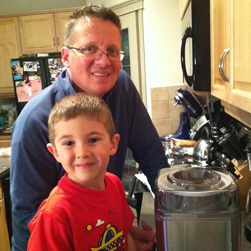 Making ice cream with our new ice cream maker.