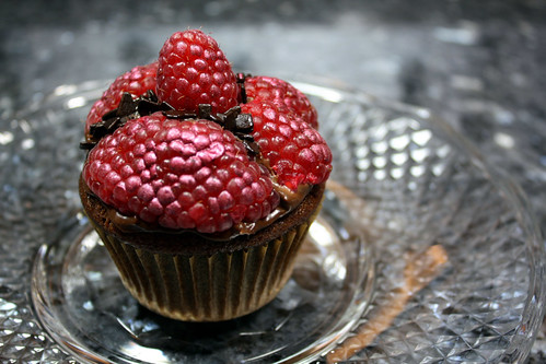 Chocolate Raspberry Cupcakes with Three Ganaches