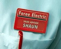 Clean Variant Shaun of the Dead Foree Electric Name Badge w/Bar Pin
