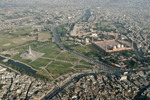 The sprawling city of Lahore behind its iconic buildings